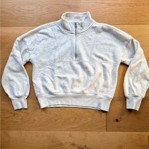 Abercrombie Girls AF Essentials Quarter Zip Sweatshirt Oatmeal Heather 11/12 EUC